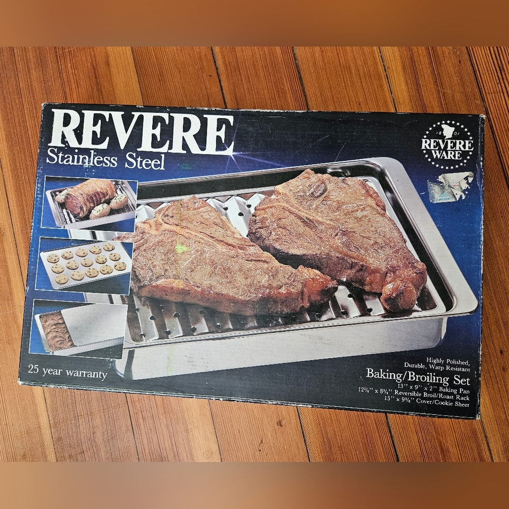 Vintage Revere Stainless Steel Baking /Broiling Set